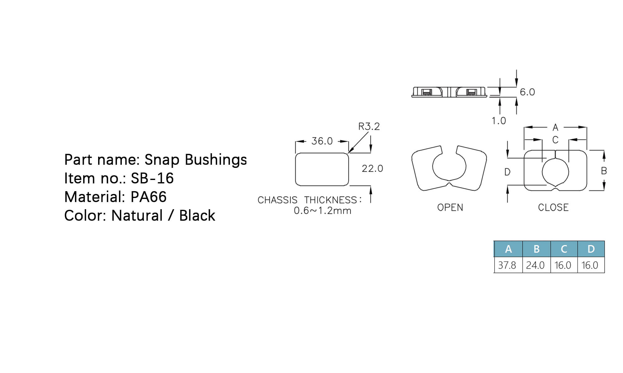 Snap Bushings SB-16